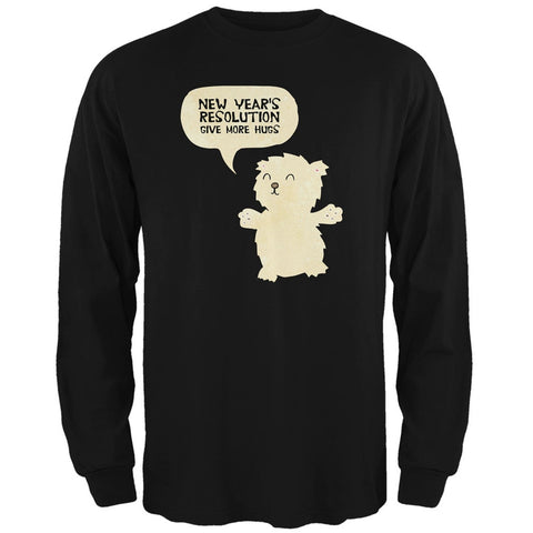 New Year's Give More Hugs Black Adult Long Sleeve T-Shirt