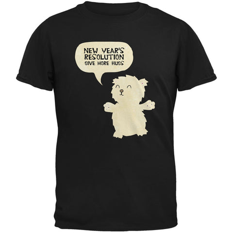 New Year's Give More Hugs Black Adult T-Shirt