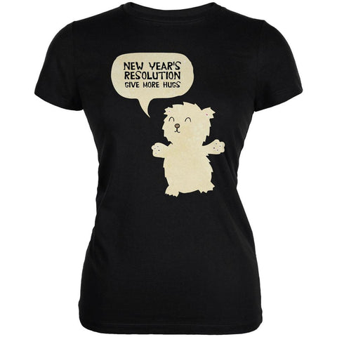 New Year's Give More Hugs Black Juniors Soft T-Shirt