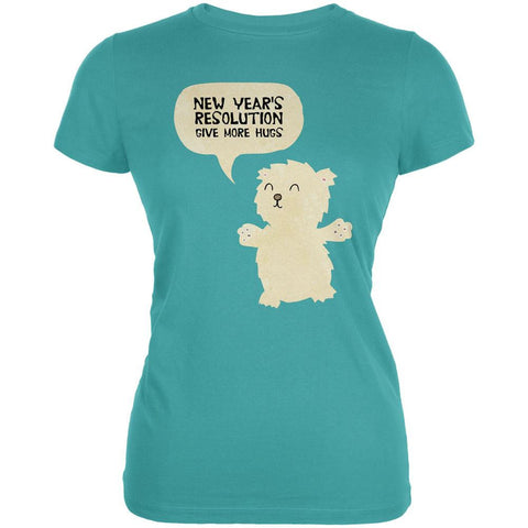 New Year's Give More Hugs Sea Blue Juniors Soft T-Shirt