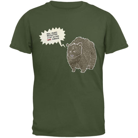 New Year's Stop Eating Garbage Military Green Adult T-Shirt