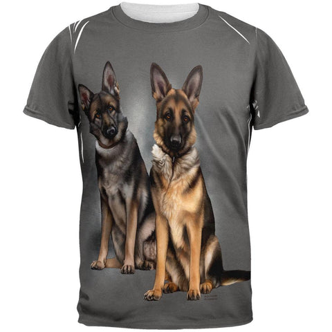 German Shepherds Live Forever All Over Adult T-Shirt