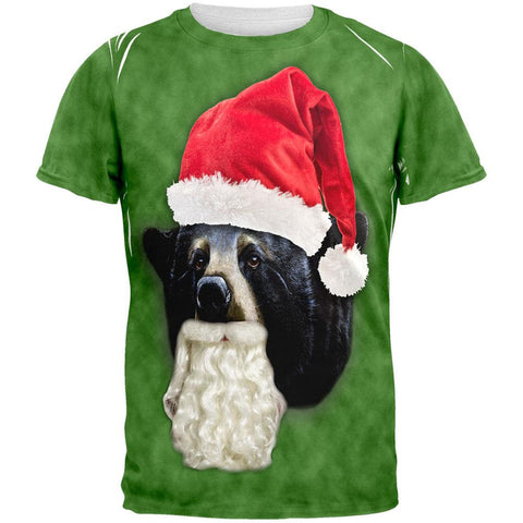 Christmas Santa Bear All Over Adult T-Shirt