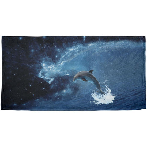 Dolphin IN SPACE Ocean Wave All Over Beach Towel