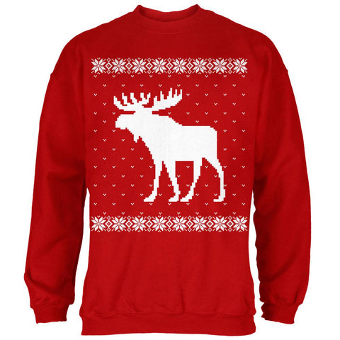 Big Moose Ugly Christmas Sweater Red Adult Sweatshirt