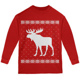 Big Moose Ugly Christmas Sweater Red Toddler Long Sleeve T-Shirt