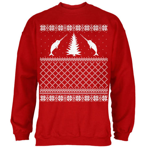 Narwhal Ugly Christmas Sweater Red Adult Sweatshirt