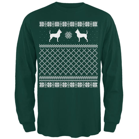 Chihuahua Ugly Christmas Sweater Forest Adult Long Sleeve T-Shirt