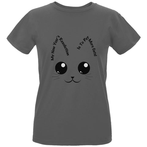 New Years Resolution Pet Cats Charcoal Womens Organic T-Shirt