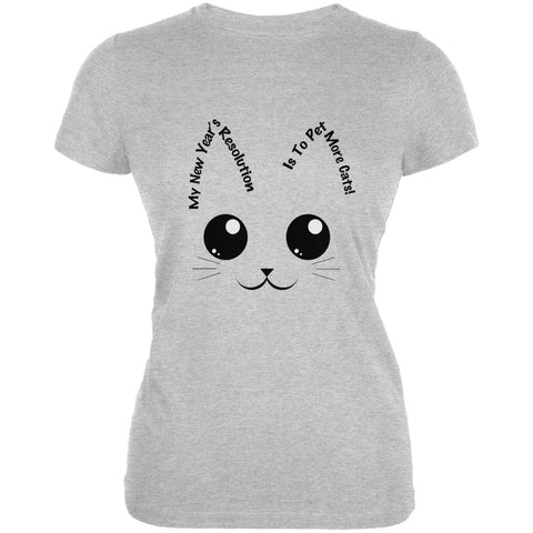 New Years Resolution Pet Cats Heather Grey Juniors Soft T-Shirt