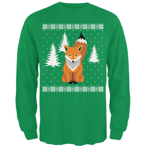 Big Fox Ugly Christmas Sweater Irish Green Adult Long Sleeve T-Shirt