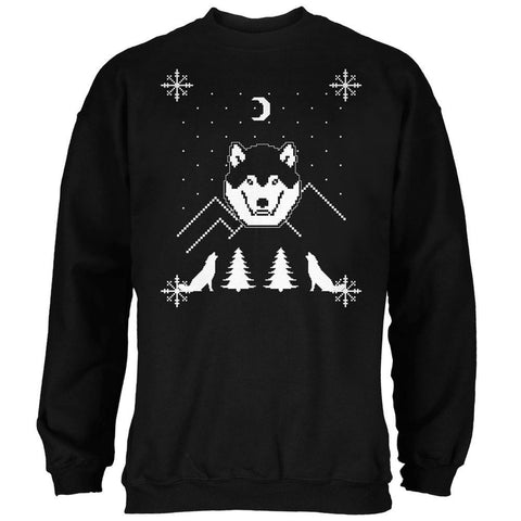 Wolf Ugly Christmas Black Adult Sweatshirt