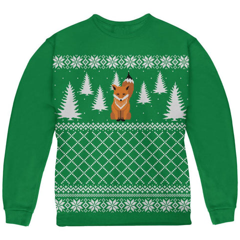 Fox Ugly Christmas Sweater Green Youth Sweatshirt