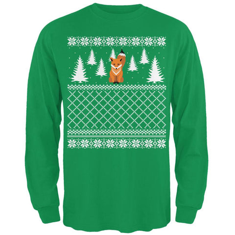 Fox Ugly Christmas Sweater Irish Green Adult Long Sleeve T-Shirt