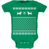 Basset Ugly Christmas Sweater Kelly Green Soft Baby One Piece