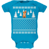 Fox Ugly Christmas Sweater Kelly Green Soft Baby One Piece