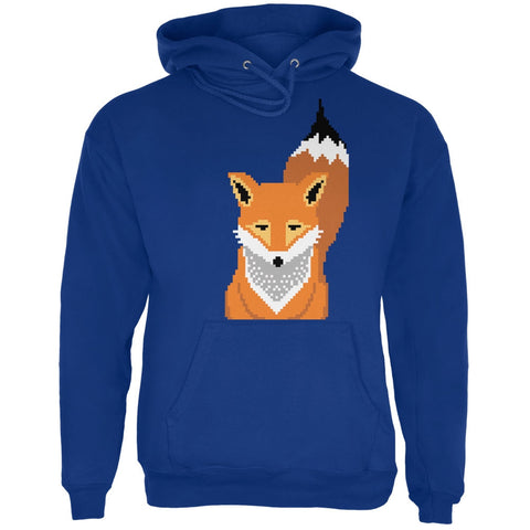 Winter Pixelated Fox Deep Royal Adult Hoodie