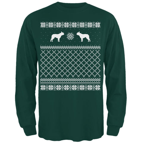 Boston Terrier Ugly Christmas Sweater Forest Adult Long Sleeve T-Shirt