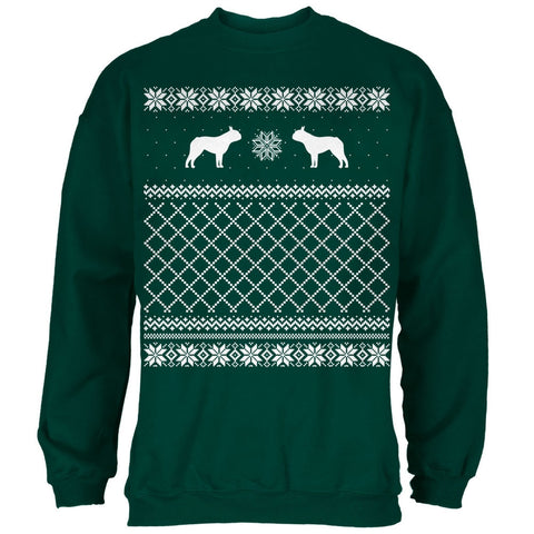 Boston Terrier Ugly Christmas Sweater Forest Adult Sweatshirt