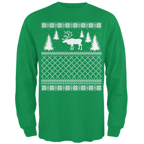 Elk Deer Ugly Christmas Sweater Irish Green Adult Long Sleeve T-Shirt