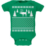 Elk Deer Ugly Christmas Sweater Kelly Green Soft Baby One Piece