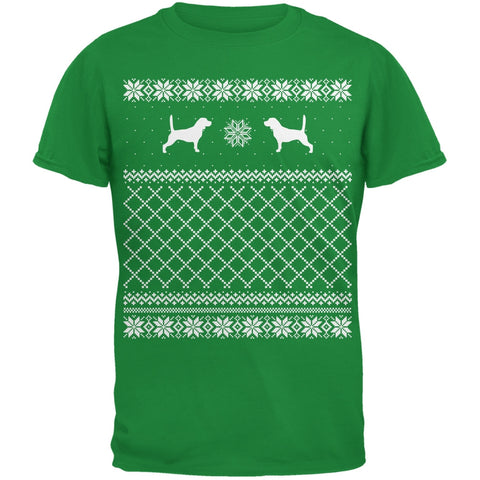 Beagle Ugly Christmas Sweater Irish Green Adult T-Shirt