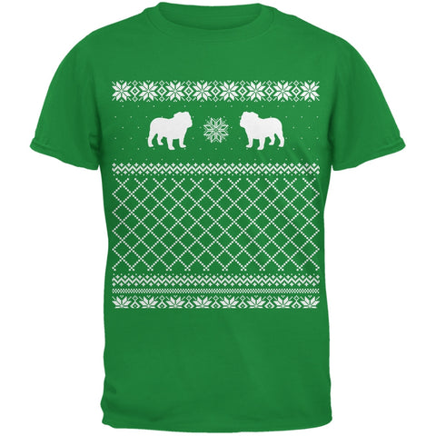 Bulldog Ugly Christmas Sweater Irish Green Adult T-Shirt