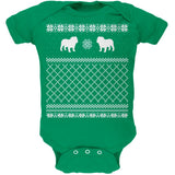 Bulldog Ugly Christmas Sweater Kelly Green Soft Baby One Piece