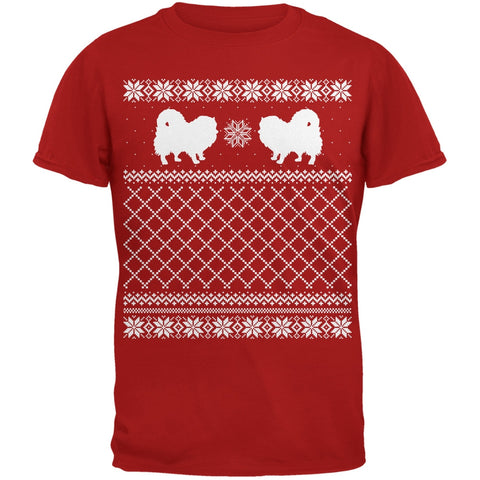 Pomeranian Ugly Christmas Sweater Red Adult T-Shirt