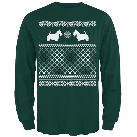 Scottie Ugly Christmas Sweater Forest Adult Long Sleeve T-Shirt