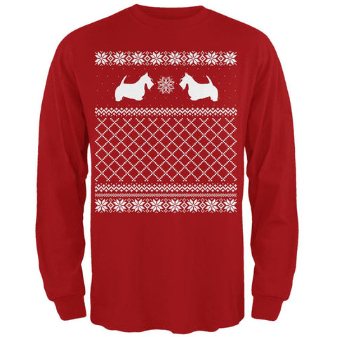 Scottie Ugly Christmas Sweater Red Adult Long Sleeve T-Shirt