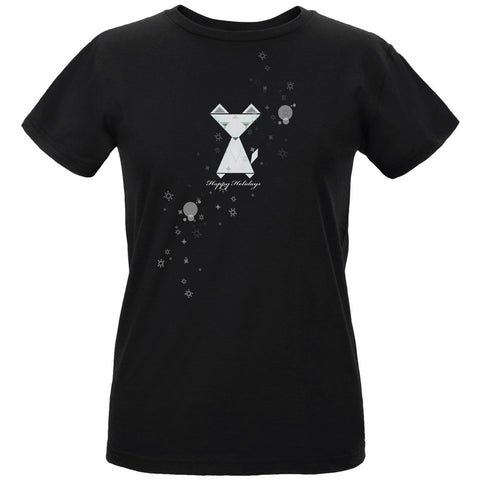 Fox Happy Holidays Black Womens Organic T-Shirt