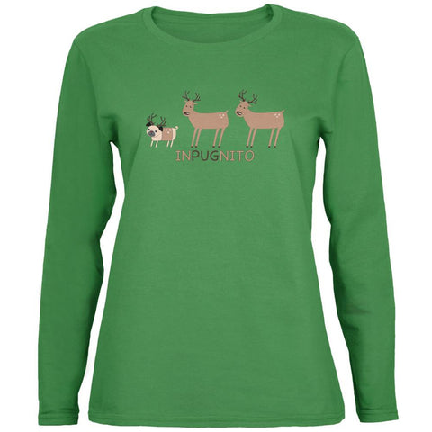 INPUGNITO Deer Green Womens Long Sleeve T-Shirt