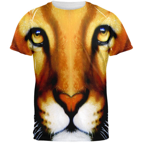 Mountain Lion Cougar Face All Over Adult T-Shirt