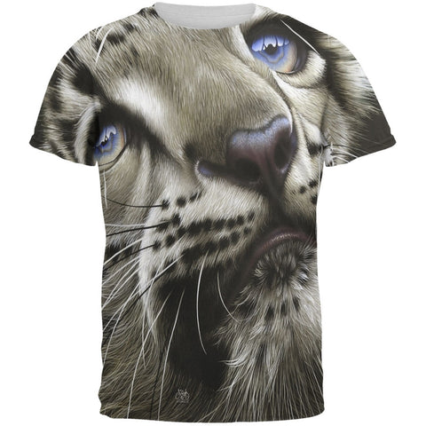Snow Leopard Cub Close Up All Over Adult T-Shirt