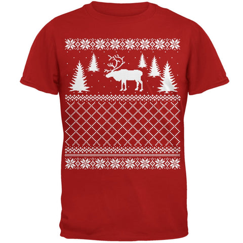 Elk Deer Ugly Christmas Sweater Red Adult T-Shirt