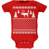Elk Deer Ugly Christmas Sweater Kelly Green Soft Baby One Piece
