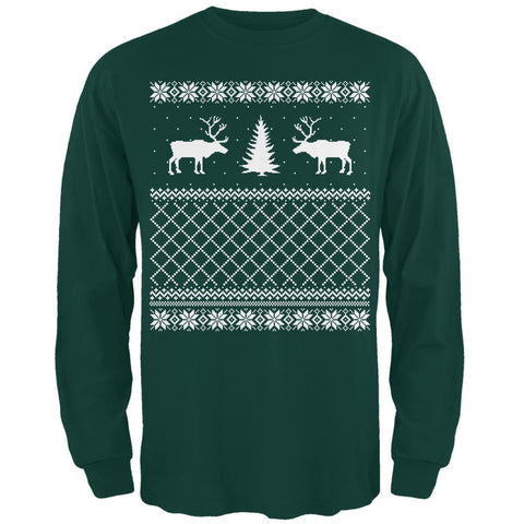 Reindeer Caribou Ugly Christmas Sweater Forest Adult Long Sleeve T-Shirt