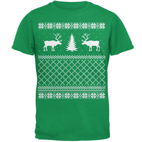 Reindeer Caribou Ugly Christmas Sweater Irish Green Adult T-Shirt