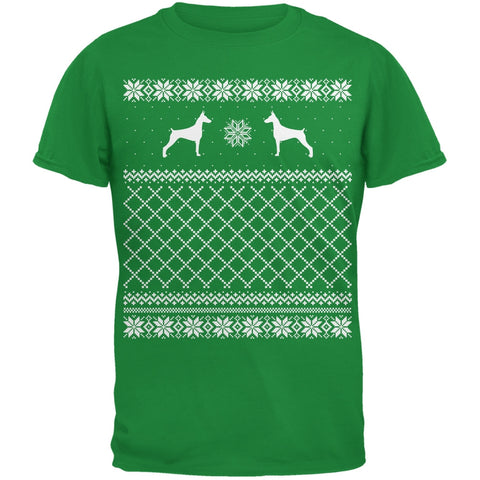 Doberman Ugly Christmas Sweater Irish Green Adult T-Shirt