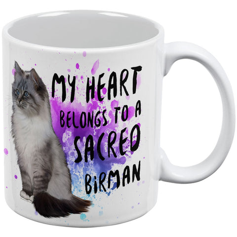 My Heart Belongs Sacred Birman Cat White All Over Coffee Mugug
