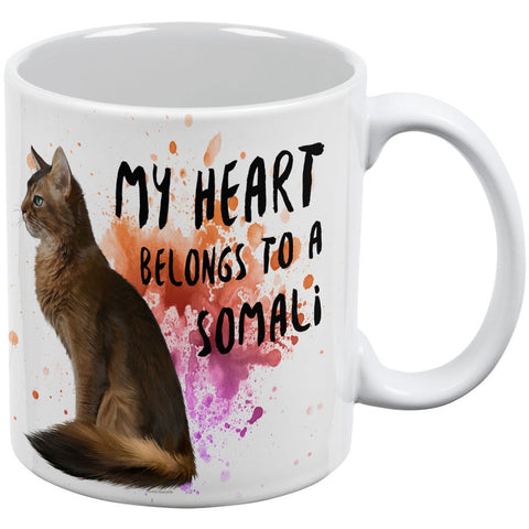 My Heart Belongs Somali Cat White All Over Coffee Mug