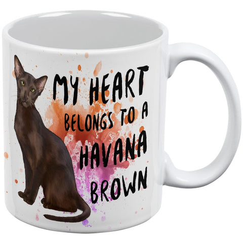 My Heart Belongs Havana Brown Cat White All Over Coffee Mug