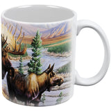Moose Couple in Nature White All Over Coffee Mug