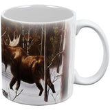 Moose Winter Woodlands White All Over Coffee Mug