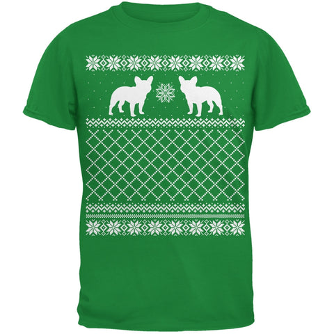 French Bulldog Ugly Christmas Sweater Irish Green Adult T-Shirt
