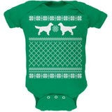 Golden Retriever Ugly Christmas Sweater Kelly Green Soft Baby One Piece