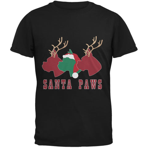Christmas Santa Paws Dog Black Adult T-Shirt