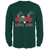 Christmas Santa Paws Dog Black Adult Long Sleeve T-Shirt