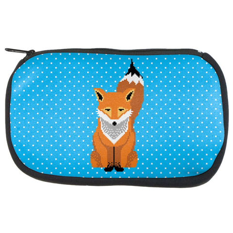 Winter Pixelated Fox Makeup Bag